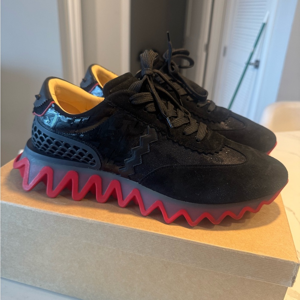 Loubishark Sued & Patent Men Sneakers